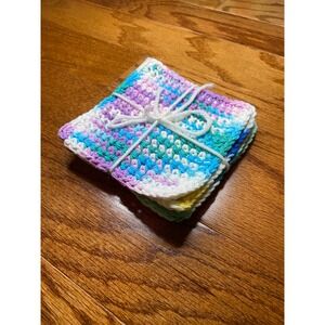 Set of 4 Handmade Crochet Face‎ Cloths